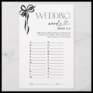 Hochzeitsworte von A-Z Black Bow Shower Game