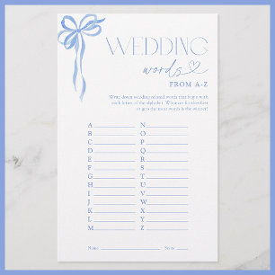 Hochzeitsworte von A-Z Blue Bow Brautparty Game