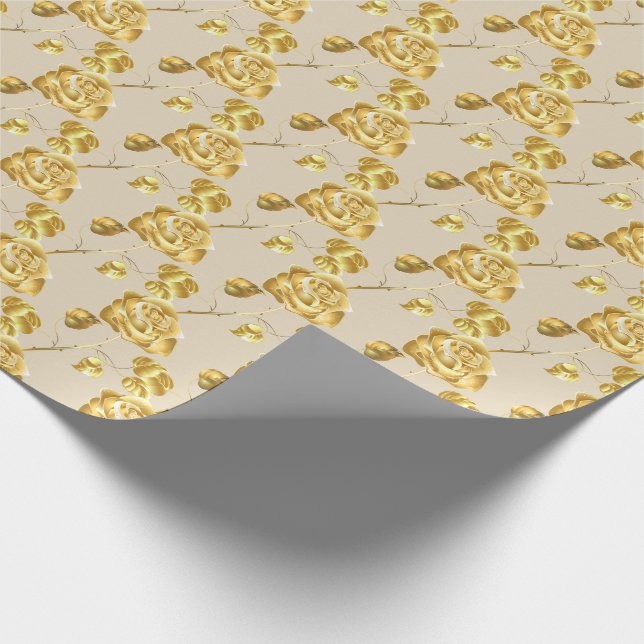 Hochzeitswrapping Paper-Gold-Rose Geschenkpapier (Ecke)