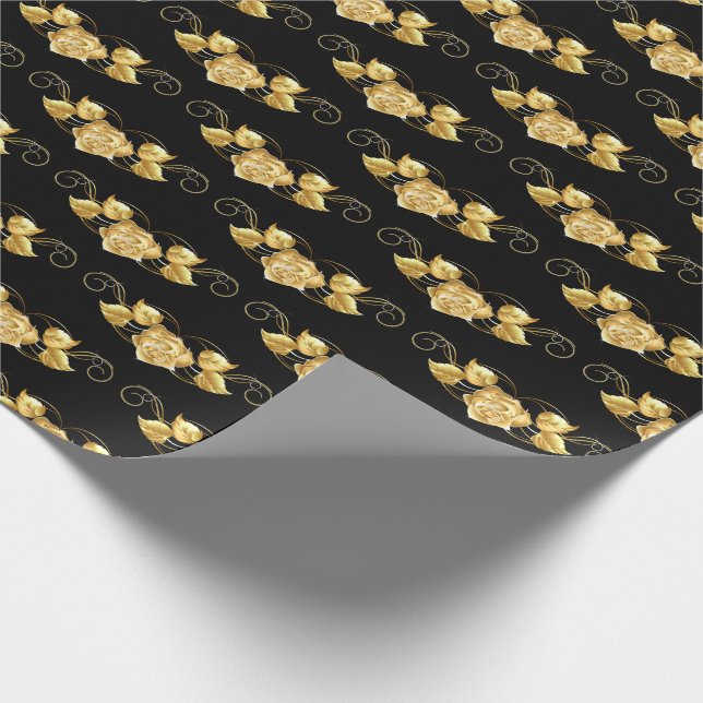 Hochzeitswrapping Paper-Gold-Rose Geschenkpapier (Ecke)