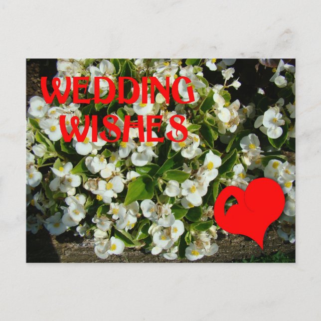 Hochzeitswünsche, Herz und Blume Postkarte (Vorderseite)