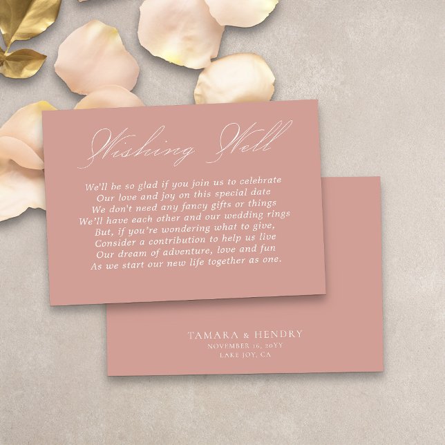 Hochzeitswünsche - Kalligrafie-Script-Rose Gold Begleitkarte (Simple elegant wedding wishing well card in rose gold from my Wedding Colors Collection)