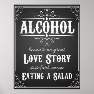 Hochzeitszeichen Alcohol BLACKBOARD-CHALKBOARD Poster