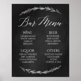 Hochzeitszeichen - Bar Menu Wedding Chalkboard Zei Poster