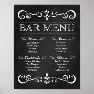 Hochzeitszeichen - Bar Menu Wedding Chalkboard Zei Poster