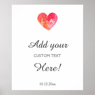 Hochzeitszeichen, benutzerdefinierter Text, Aquare Poster