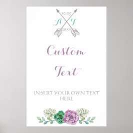 Hochzeitszeichen Benutzerdefinierter Text, botanis Poster