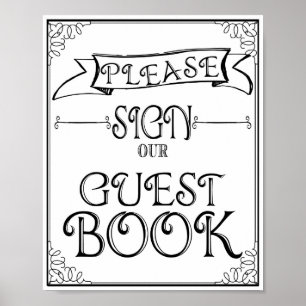 Hochzeitszeichen Bitte unterschreiben Sie unser Gä Poster