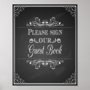 Hochzeitszeichen Bitte unterschreiben Sie unser Gä Poster