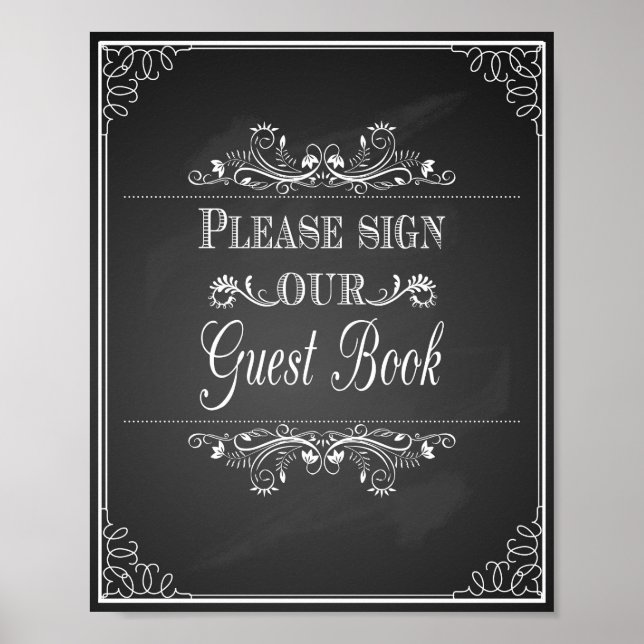 Hochzeitszeichen Bitte unterschreiben Sie unser Gä Poster (Vorne)