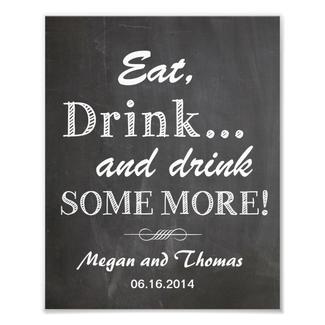 Hochzeitszeichen Chalkboard Stil lustiges Essen un Fotodruck (Vorne)