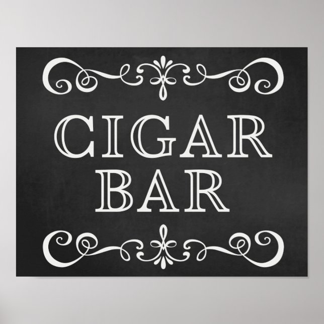 Hochzeitszeichen - Cigar Bar Wedding Chalkboard Ze Poster (Vorne)