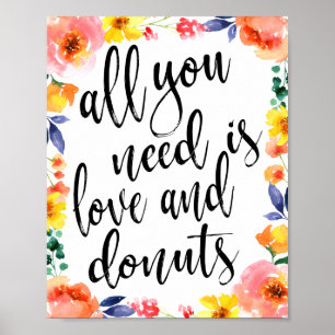 Hochzeitszeichen Donut Bar 8x10 Wasserfarbenzeiche Poster
