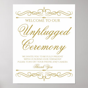Hochzeitszeichen Elegant Gold Swirl Calligraphy Poster
