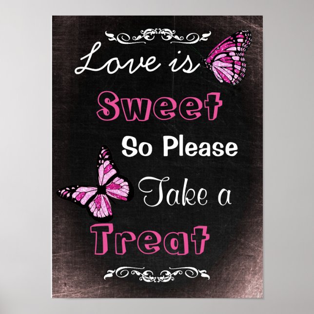 Hochzeitszeichen für Candy Buffet, Chalkboard-Stil Poster (Vorne)