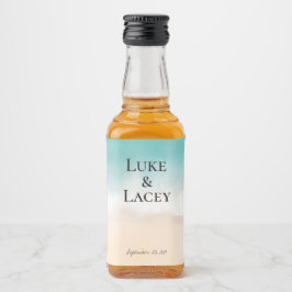 Hochzeitszeichen für Wasserfarben am Strand Alkoholflaschenetikett