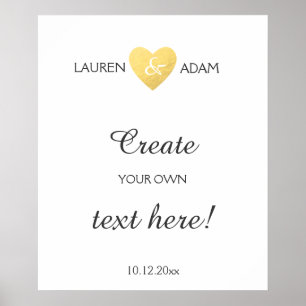 Hochzeitszeichen Imitate Goldherz, benutzerdefinie Poster