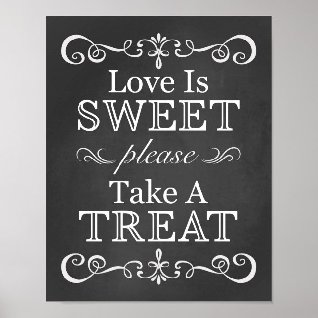 Hochzeitszeichen - Leckerei Chalkboard-Zeichen Poster (Vorne)