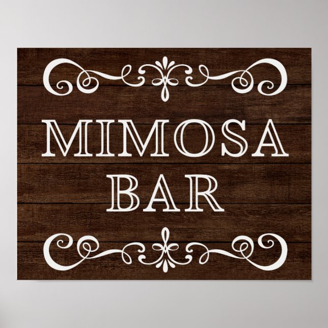 Hochzeitszeichen - Mimosa Bar - Rustikales Hochzei Poster (Vorne)