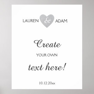 Hochzeitszeichen Silberherz, Sondertext, Silberner Poster