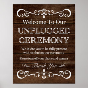 Hochzeitszeichen - Unplugged Ceremony Rustic Weddi Poster