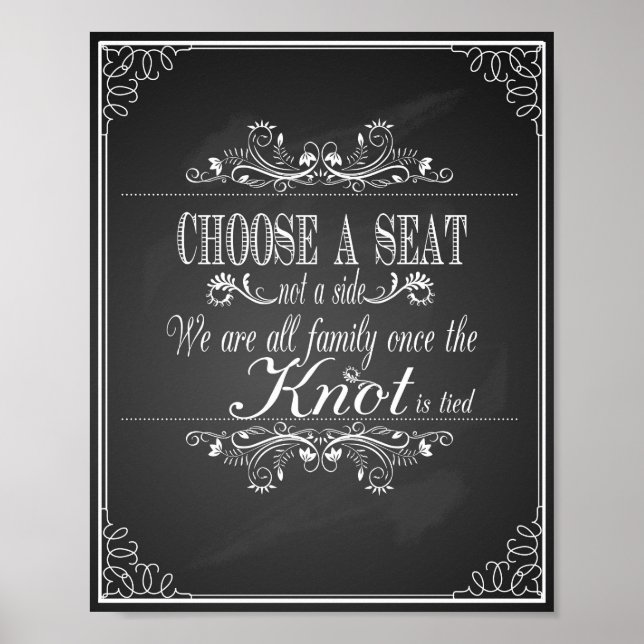 Hochzeitszeichen Wählen Sie eine Sitzplatine aus Poster (Vorne)