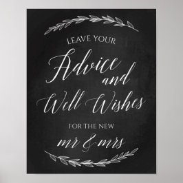 Hochzeitszeichen - Wünsche Hochzeitskhalkboard-Zei Poster