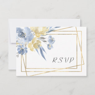 Hochzeitszeit von dunkelblauen geometrischen Goldr RSVP Karte