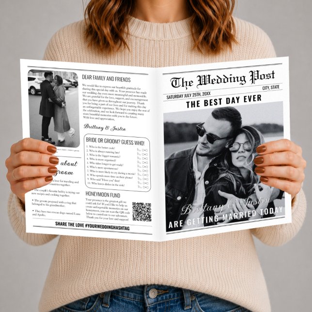 Hochzeitszeitung Programm Klassisch Schwarz & Weiß (wedding newspaper program)