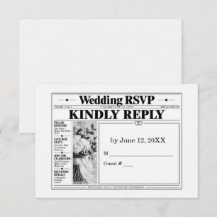 Hochzeitszeitung RSVP Karte