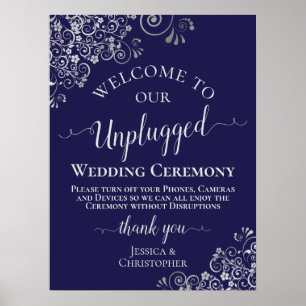 Hochzeitszeremonie "Navy Blue & Silver Chic" Poster