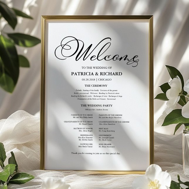 Hochzeitszeremonie-Programm Elegante Kalligrafie Poster (Von Creator hochgeladen)