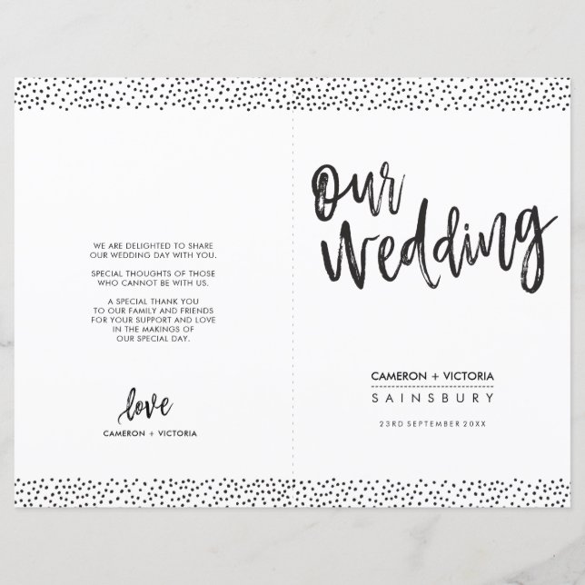 HOCHZEITSZEREMONIE PROGRAMM Pinselart schwarze Kon (Vorderseite)