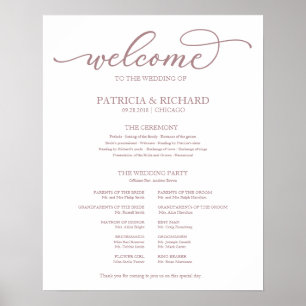 Hochzeitszeremonie-Programm Rose Gold Schrift Schi Poster