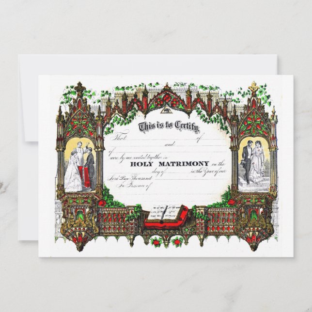 Hochzeitszertifikat ab 1877 einladung (Vorderseite)