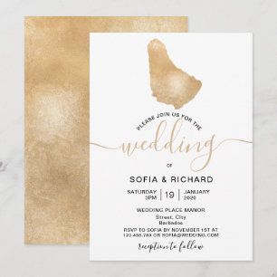 Hochzeitsziel Barbados Tropical Gold Karte Einladu