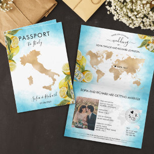 Hochzeitsziel Zitronensommer Reisepass Italien Einladung