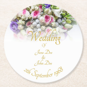 Hochzeitszubehör - Braut mit bunten Hochzeiten Runder Pappuntersetzer