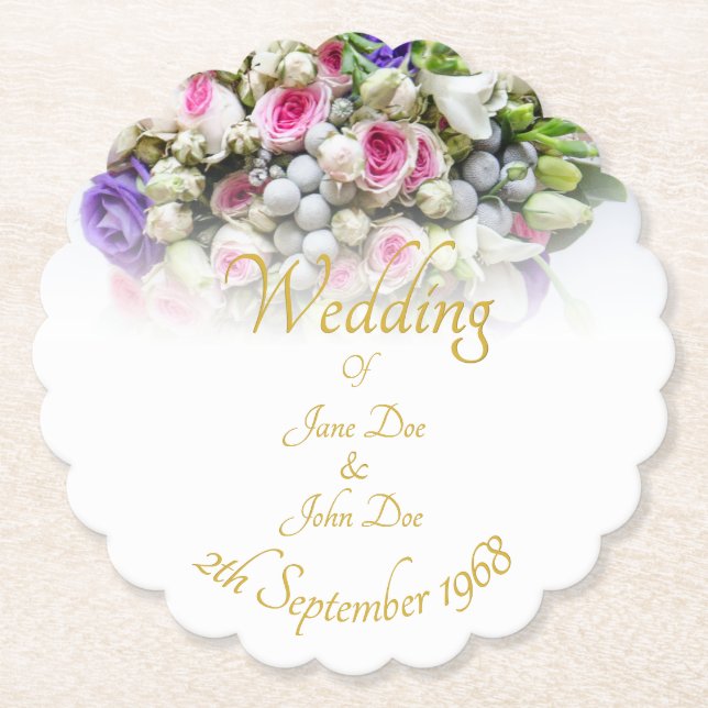 Hochzeitszubehör - Braut mit bunten Hochzeiten Untersetzer (Vorderseite)