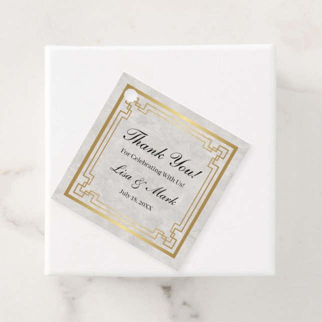 Hochzeitszunge aus weißem Marmor mit geometrischen Geschenkanhänger (Beispiel)