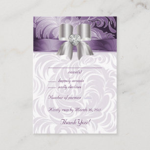 Hochzeitungs-Reaktionskarten - Lila Bow mit Blumen Begleitkarte