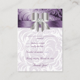 Hochzeitungs-Reaktionskarten - Lila Bow mit Blumen Begleitkarte