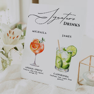 Hochzeitunterschrift Drinks über 50 Aquarellcockta Sockelschild