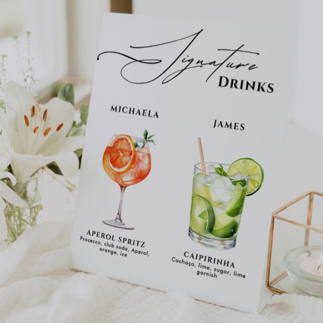 Hochzeitunterschrift Drinks über 50 Aquarellcockta Sockelschild (Von Creator hochgeladen)