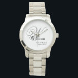 Hochzeitvater der Brautgeschenk-Monogramm Classic Armbanduhr<br><div class="desc">Hochzeitsvater der Brautgeschenk Monogramm klassische Uhr. Klicken Sie auf diese Vorlage personalisieren, um sie mit dem Monogramm Initial, dem Namen und dem Heiratsdatum schnell und einfach anzupassen. Der Hochzeitvater der Brautgift Monogram Classic Watch ist Teil der Geschenksammlung der Eltern in diesem Laden. 30 Tage Geld zurück Garantie. Weltweit schnell verschifft....</div>