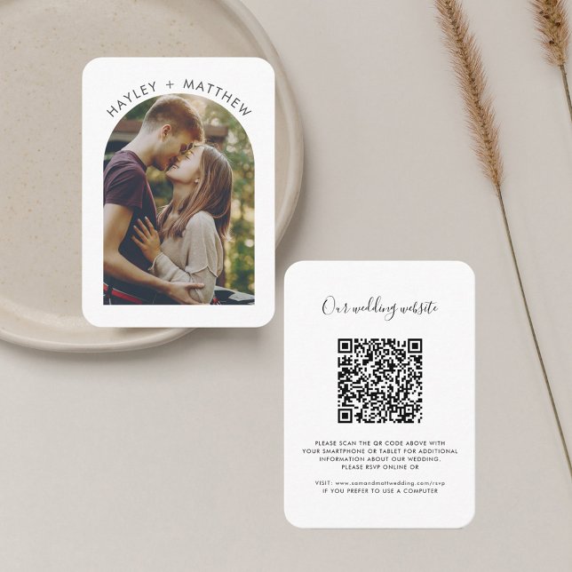 Hochzeitwebsite QR Code Foto UAWG Begleitkarte (Wedding Website RSVP QR Code Photo Card)