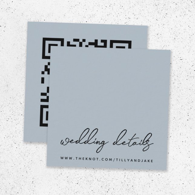 Hochzeitwebsite QR Code Minimalistisch Blue Gray U Begleitkarte (Direct guests seamlessly to your wedding website using this smart minimal enclosure card)