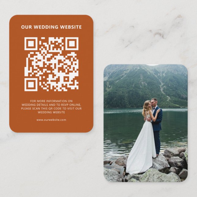 Hochzeitwebsite QR Code UAWG Earth Tones Begleitkarte (Vorne/Hinten)