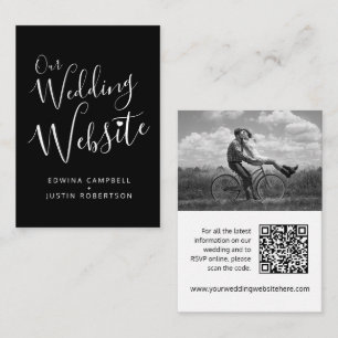Hochzeitwebsite Schwarz-weißer QR-Code Begleitkarte