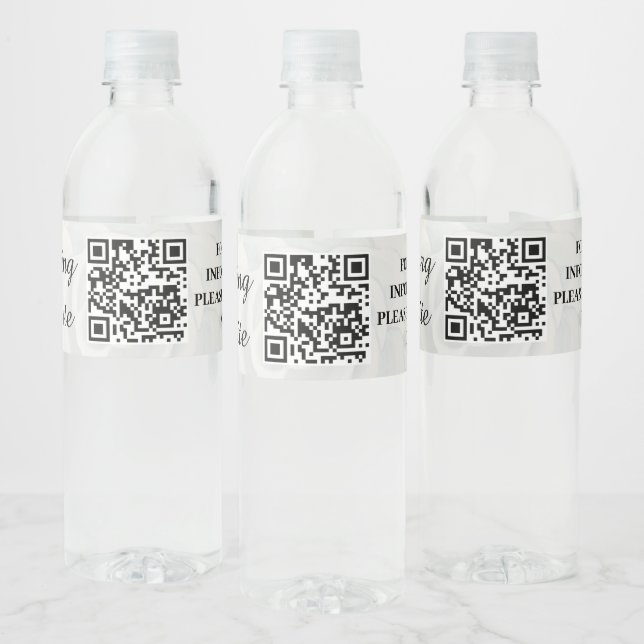 Hochzeitwebsite Site Name QR Code Minimalistisch W Wasserflaschenetikett (Flaschen)